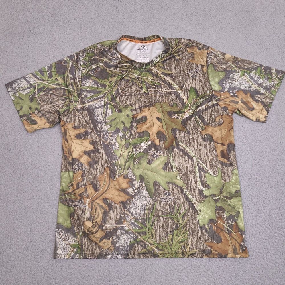 Mossy Oak Shirt Mens Large Camo Obsession Dri More Tech Short Sleeve